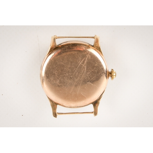211 - A 1920s 9ct gold Rolex wristwatch, without strap. Black Arabic numerals and subsidiary dial to the e... 