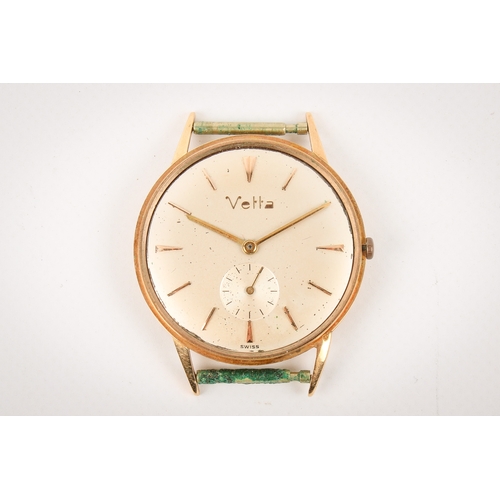 212 - A vintage Vetta circa 18ct gold gentleman's wristwatch (without strap or glass). Gilt markers and su... 