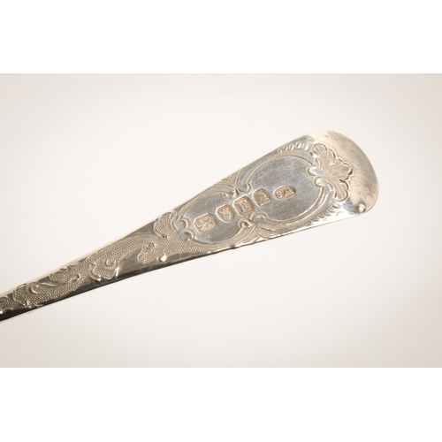 44 - A pair of George III silver berry spoons. The gilt bowls with repoussé decoration of a pineapple and... 