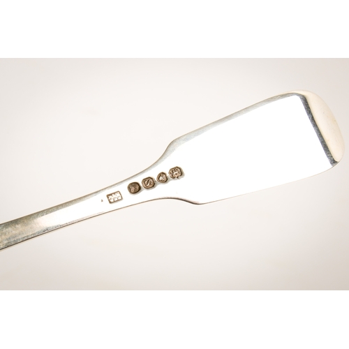 47 - A quantity of 19th century silver flatware. Comprising a part Georgian set of six dessert spoons, si... 