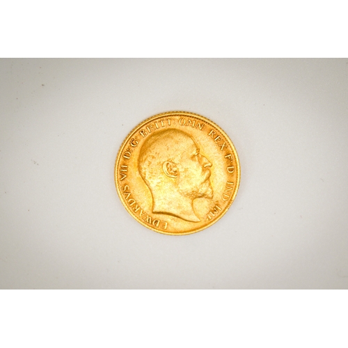 195 - A 1907 half sovereign coin. Weight 4g.