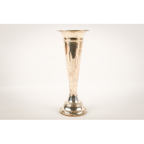 35 - A large early 20th century weighted silver tulip vase. With outturned rim, over a tapered body and s... 