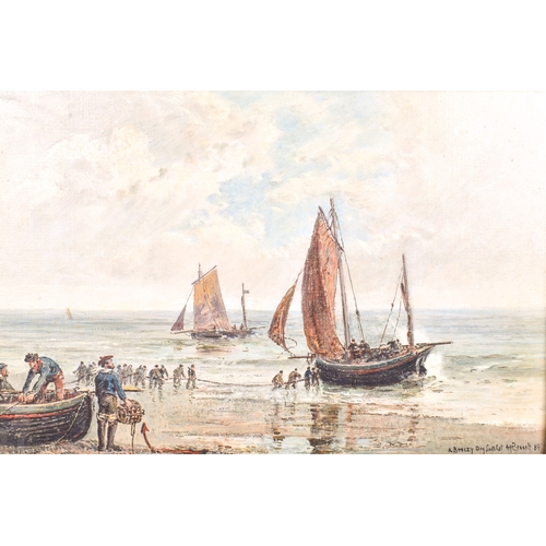 176 - Alfred H. Bennett (1891-?) - A Breezy Day South Coast, oil on canvas. Signed and dated '89 lower rig... 