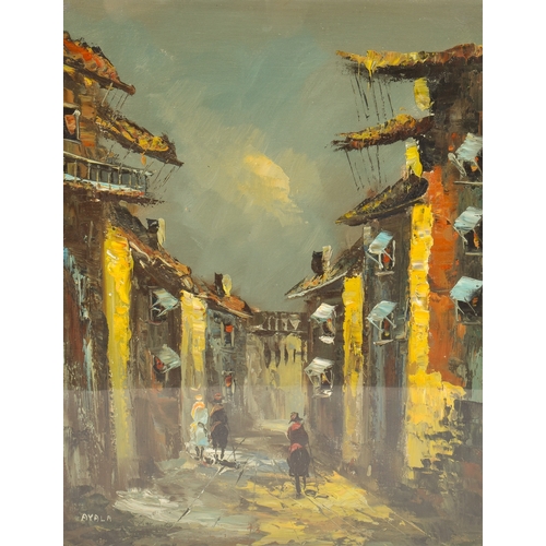 275 - Ayala mid-20th century oil on board. Signed 45cm x 59cm. Framed and glazed 65cm x 90cm