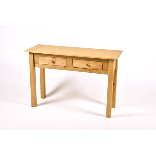 302 - A small modern console table with two drawers, H72cm x W110cm x D40cm