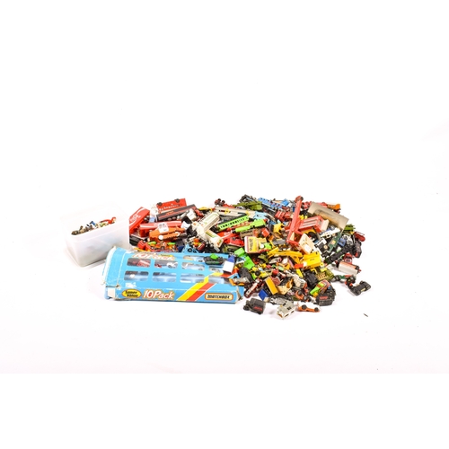 481 - A large collection of playworn diecast vehicles. Including a boxed EFE J. & H. Bunn Ltd tanker, Majo... 