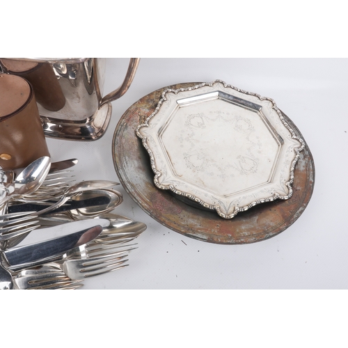 1120 - A collection of silverplated table items. Including a coffee pot, a silverplated Crescent Silverware... 