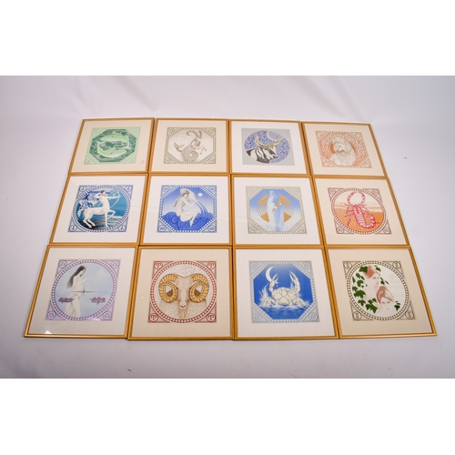 304 - A set of 12 astrological zodiac star sign prints. 27cm x 27cm, framed and glazed, 41cm x 41cm
