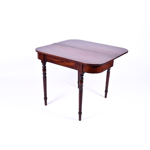 257 - 19th Century mahogany fold-over tea/card table. H72cm x W92cm x D44cm (closed)