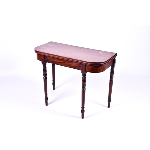 257 - 19th Century mahogany fold-over tea/card table. H72cm x W92cm x D44cm (closed)