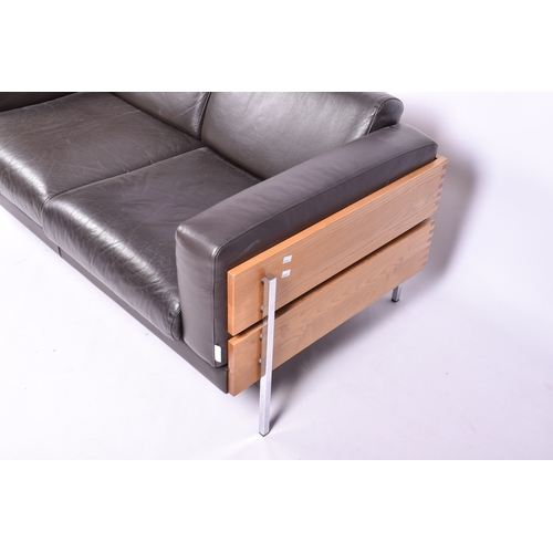 16 - Robin Day (British, 1915-2010), mid-20th century two-seater 'Forum' sofa for Habitat. Leather uphols... 