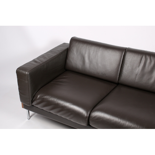 17 - Robin Day (British, 1915-2010), mid-20th century three-seater 'Forum' sofa for Habitat. Leather upho... 