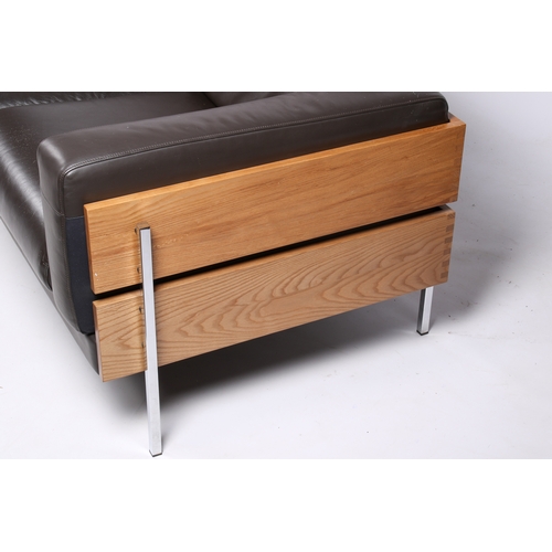 17 - Robin Day (British, 1915-2010), mid-20th century three-seater 'Forum' sofa for Habitat. Leather upho... 