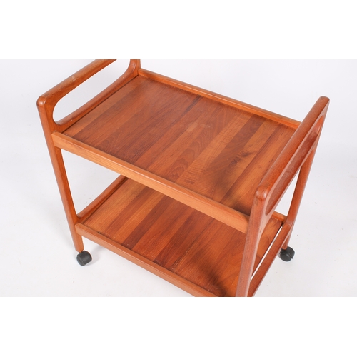 20 - A Danish mid-20th century solid teak serving trolley by Jacob Brink for BR Gelsted. Two tiers connec... 