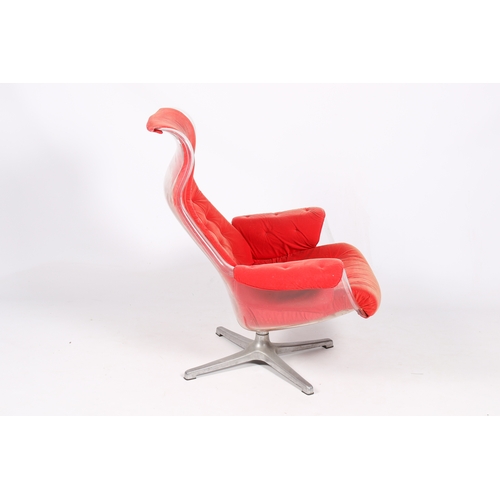 35 - A Danish mid-20th century Alf Svensson Galaxy chair. Perspex frame, with red button back upholstery ... 