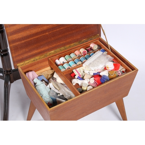38 - A tailor's dress makers dummy along with three vintage sewing boxes. Two boxes on angular legs, larg... 