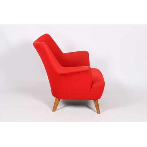 41 - Greaves & Thomas, Danish style mid-century 'Put U Up' armchair. Red button back upholstery sat on an... 