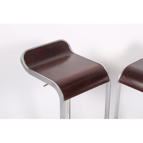 50 - A pair of Italian, Lapalma 'Lem S80' retro style adjustable stools. Dark stained bentwood seats on c... 