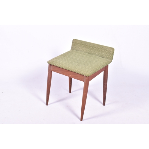 52 - A mid-century White & Newton afromosia teak dressing table with mirror and upholstered stool. H107cm... 