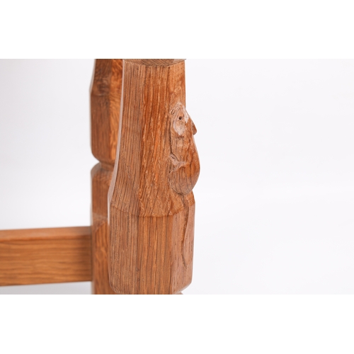 8 - Robert 'Mouseman' Thompson (British, 1876-1975) of Kilburn. A 20th century oak stool with hand toole... 