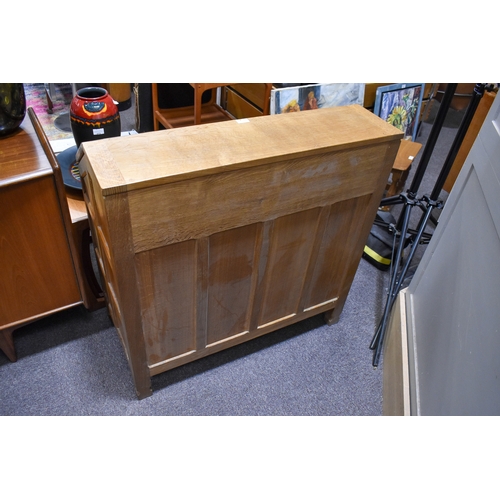 1 - Robert 'Mouseman' Thompson (British, 1876-1975) of Kilburn. A solid, light oak bureau with adzed top... 