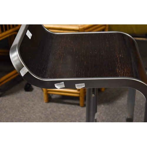 50 - A pair of Italian, Lapalma 'Lem S80' retro style adjustable stools. Dark stained bentwood seats on c... 