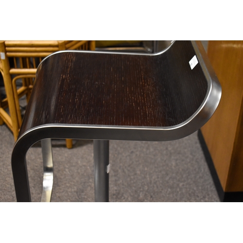50 - A pair of Italian, Lapalma 'Lem S80' retro style adjustable stools. Dark stained bentwood seats on c... 