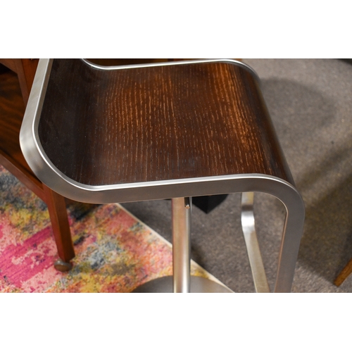 50 - A pair of Italian, Lapalma 'Lem S80' retro style adjustable stools. Dark stained bentwood seats on c... 