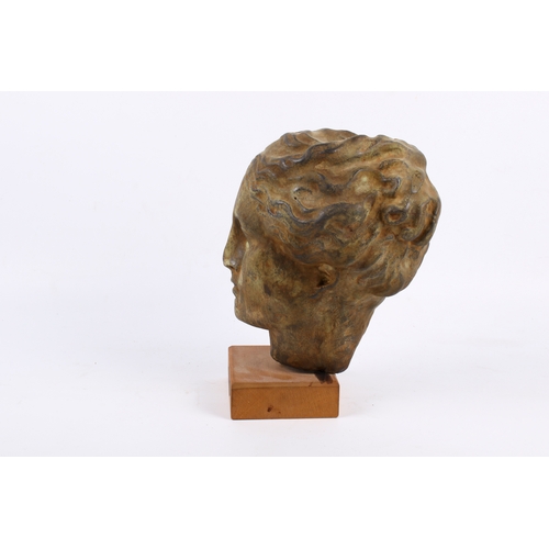 211 - A patinated plaster Classical Greek style bust of Hygeia. Goddess of health and cleanliness, raised ... 