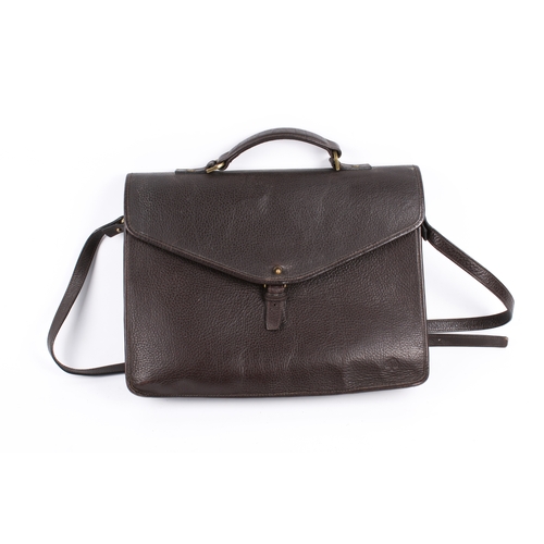 220 - A Mulberry brown leather laptop briefcase, cross body shoulder bag. S/n 614779 with leather handle a... 