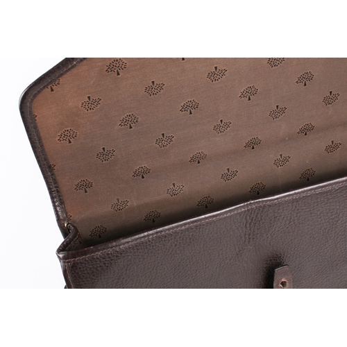 220 - A Mulberry brown leather laptop briefcase, cross body shoulder bag. S/n 614779 with leather handle a... 
