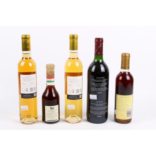 235 - A group of five bottles of wine. Including two Sauternes 500ml, 1992 Buzet 750ml, 1994 Brown Brother... 
