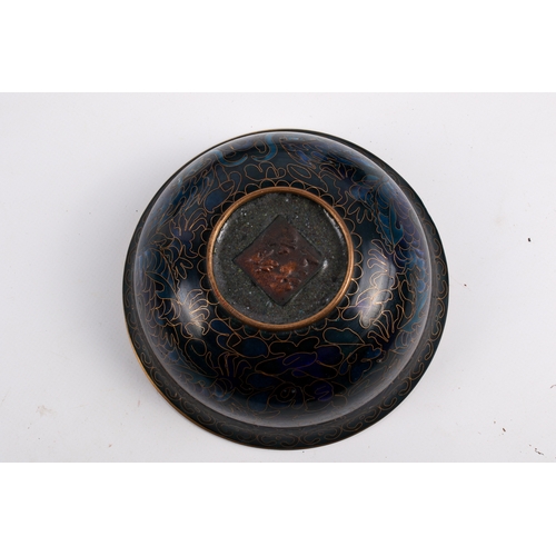 272 - A set of three modern Chinese cloisionne items with a Chinese scroll picture. Including two bowls an... 
