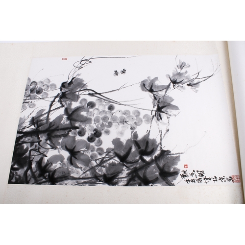 272 - A set of three modern Chinese cloisionne items with a Chinese scroll picture. Including two bowls an... 