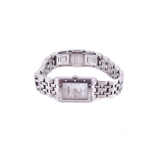 179 - A lady's Raymond Weil watch 'Tango' collection wristwatch. The mother of pearl dial with Roman numer... 