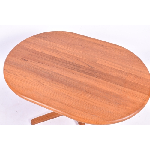 23 - A Mid-20th century, Danish teak coffee table with four central supports, terminating in splayed feet... 