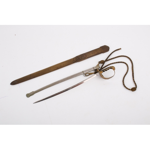 30 - A late 19th/early 20th century sword letter opener and an early 20th century brass letter opener. Th... 