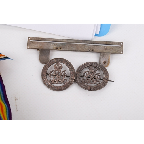 31 - A group of WWI medals, badges and paperwork attributed to Lindsey Edward Goddard. Goddard served in ... 