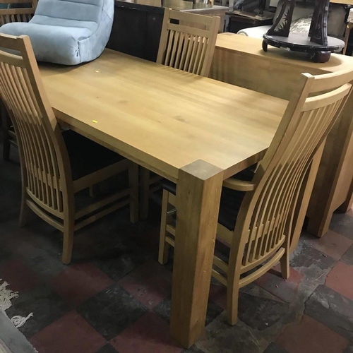 356 - SMALLBONE AND DEVIZES TABLE AND FOUR LEATHER SEATED CHAIRS