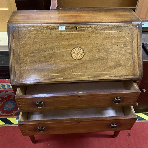 5 - Edwardian mahogany inlaid bureau  with good interior