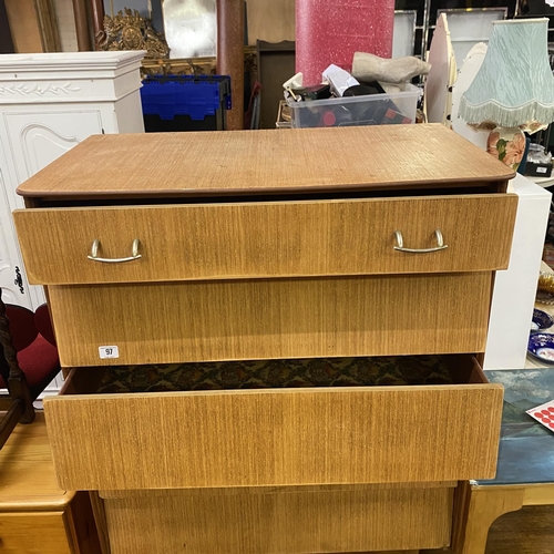 97 - Avalon yatton 1970's five drawer chest on tapered legs in teak