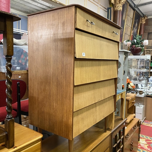 97 - Avalon yatton 1970's five drawer chest on tapered legs in teak