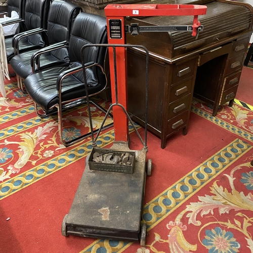 3 - Avery scales on cast iron wheels with imperial and metric weights