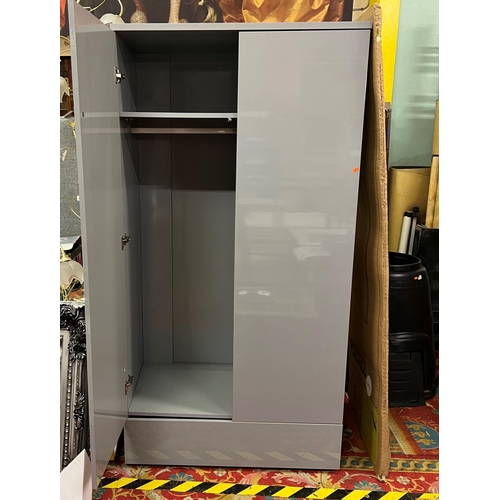 1 - IKEA high gloss double door wardrobe with under drawer