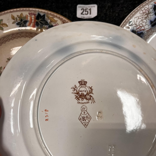 251 - Selection of early dinner plates by Metz Ironstone