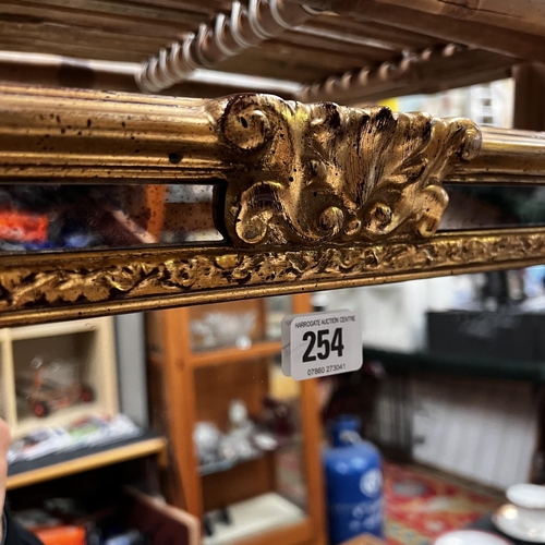 254 - Large gilt framed mirror with mirrored border