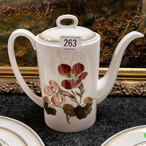 263 - Large Susie Cooper dinner service including tea pot, dinner plates, cups and sauces