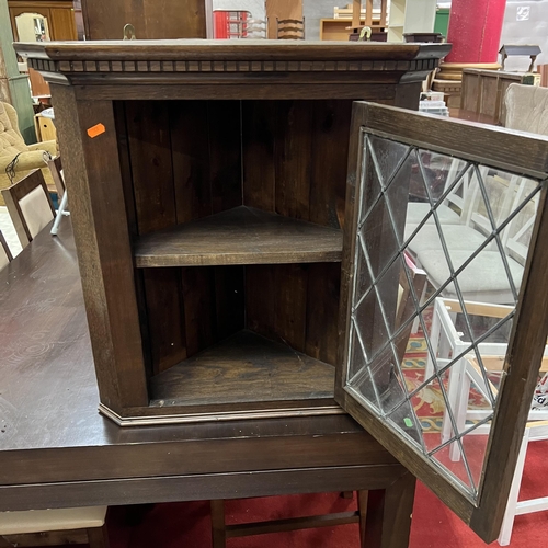 37 - Oak wall hanging corner cabinet