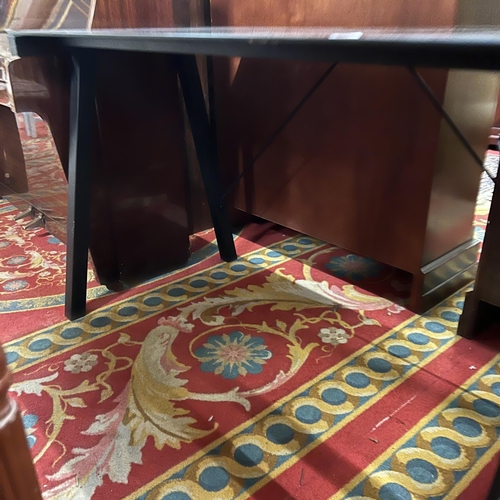 40 - Designer black glass top desk on metal base