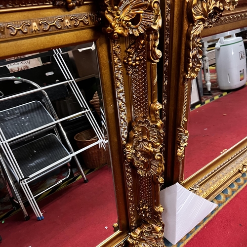 449 - Very large brand new ornate gilt mirror with bevelled glass - 6x3.3ft